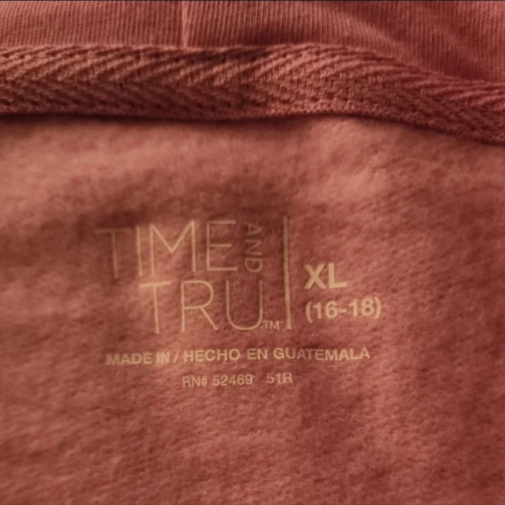 Womens Time and Tru Long Sleeve SUPER SOFT PINK Fleece Hooded Jacket Hoodie XL - Picture 8 of 9